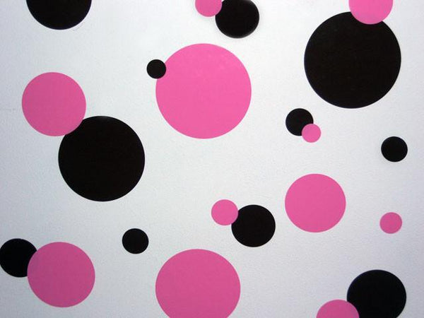 Pink and Black Dot Decals - Create-A-Mural
