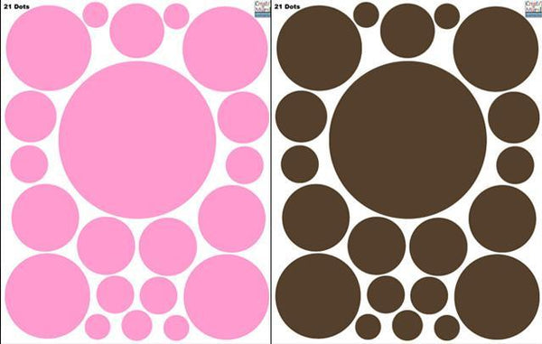 Polka Dot Wall Stickers- Pink & Brown Dot Decals - Create-A-Mural