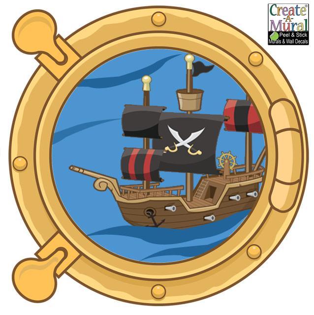 Pirate Port Hole Decal 1 - Kids Room Mural Wall Decals