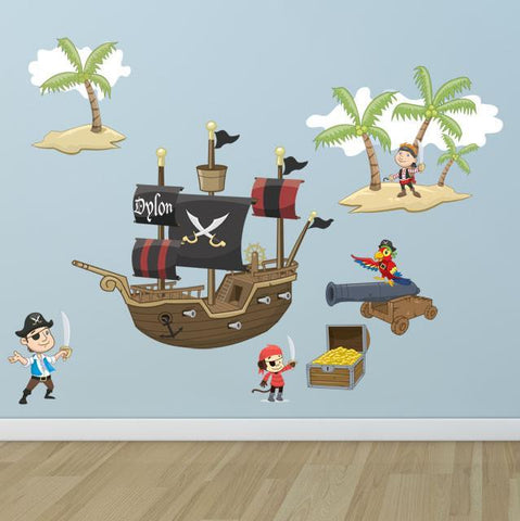 Pirate Adventures Mural - Kids Room Mural Wall Decals