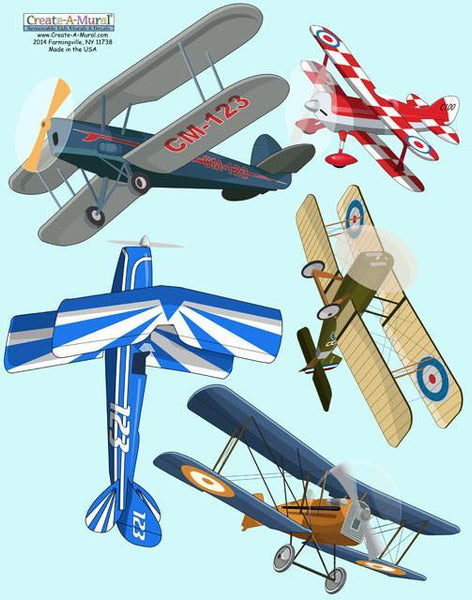 Plane & Cloud Murals - Kids Room Mural Wall Decals