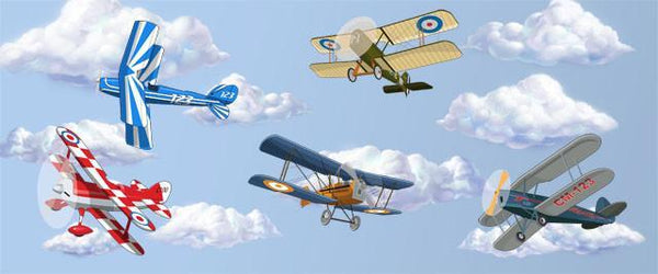 Plane & Cloud Murals - Kids Room Mural Wall Decals