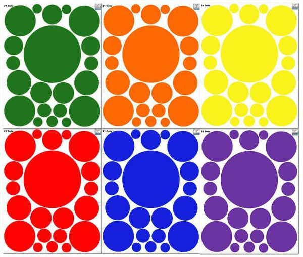 Kids Rooms (252) Rainbow Polka Dot Wall Stickers ~Kids Wall Dot Decals - Kids Room Mural Wall Decals