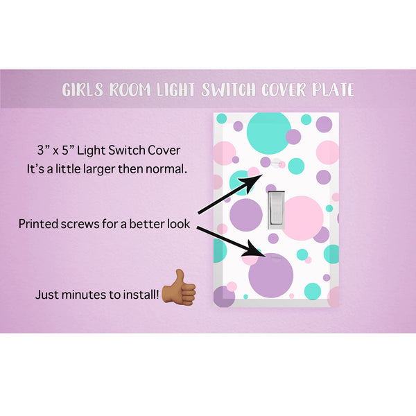 Pastel Polka Dot Kids Room Light Switch Cover
