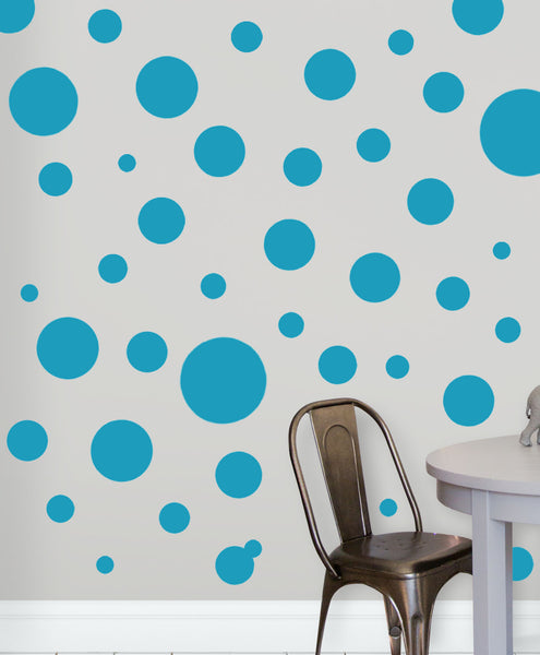Polka Dot Wall Decals (63) Teal Wall Dot Stickers - Create-A-Mural