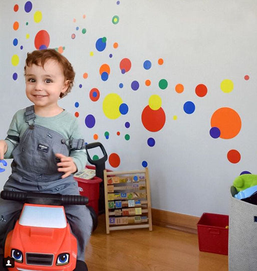 Kids Rooms (252) Rainbow Polka Dot Wall Stickers ~Kids Wall Dot Decals - Kids Room Mural Wall Decals