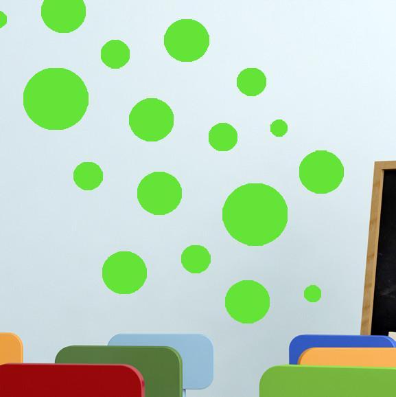 Lime Green Wall Dots (63) Polka Dot Wall Decals - Create-A-Mural