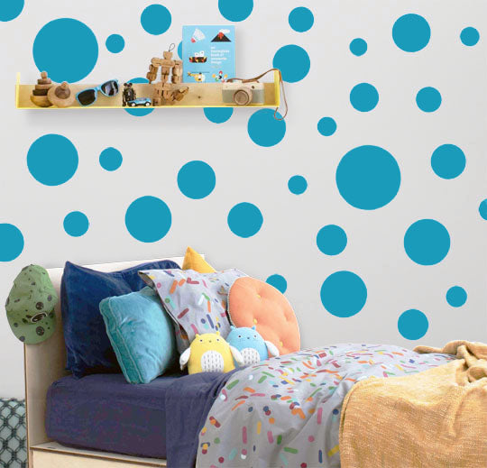 Polka Dot Wall Decals (63) Teal Wall Dot Stickers - Create-A-Mural