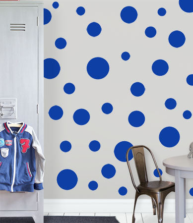 Polka Dot Wall Decals (63) Blue Wall Dot Stickers - Create-A-Mural