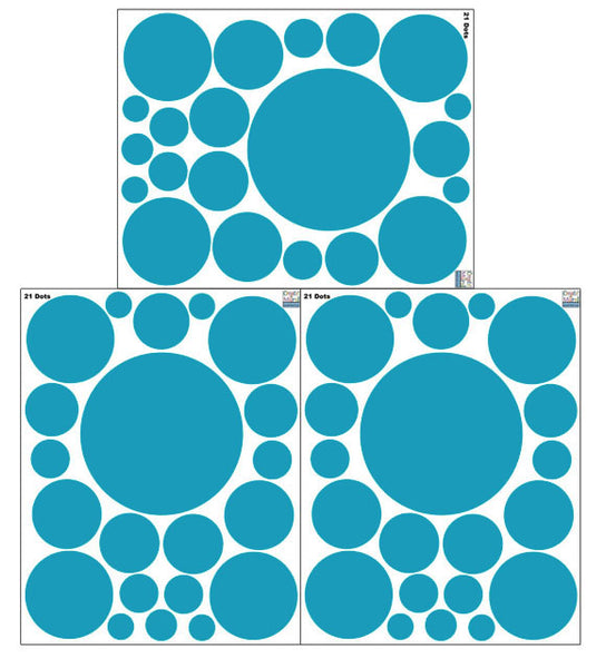 Polka Dot Wall Decals (63) Teal Wall Dot Stickers - Create-A-Mural