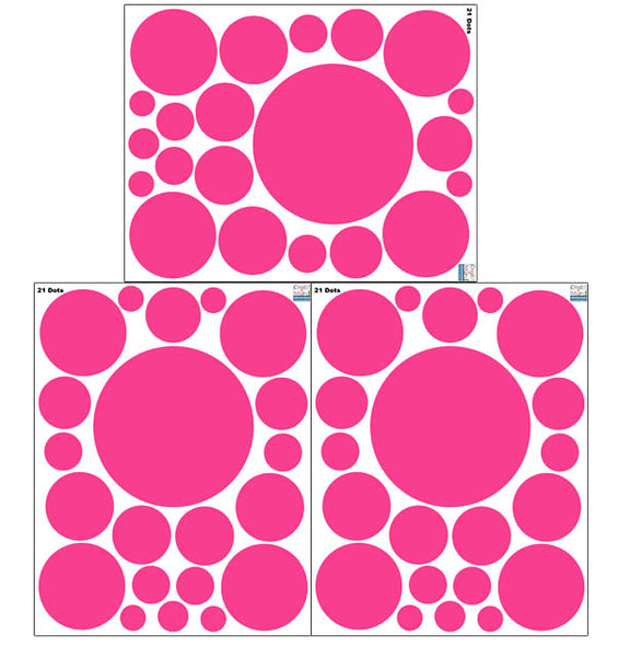 Polka Dot Wall Stickers- (63) Hot Pink Wall Dot Decals - Create-A-Mural