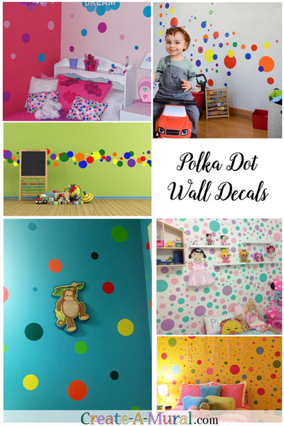 Kids Rooms (252) Rainbow Polka Dot Wall Stickers ~Kids Wall Dot Decals - Kids Room Mural Wall Decals