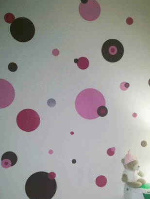 Polka Dot Wall Stickers- Pink & Brown Dot Decals - Create-A-Mural