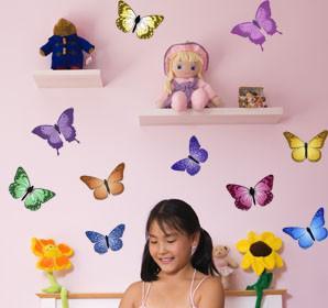 Colorful Butterfly Wall Decals - Kids Room Mural Wall Decals