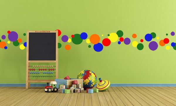 Kids Rooms (252) Rainbow Polka Dot Wall Stickers ~Kids Wall Dot Decals - Kids Room Mural Wall Decals
