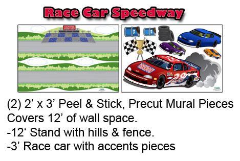 Race Car Speedway Mural Small - Create-A-Mural