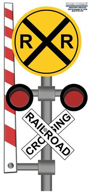Rail Road Sign Wall Decal - Kids Room Mural Wall Decals