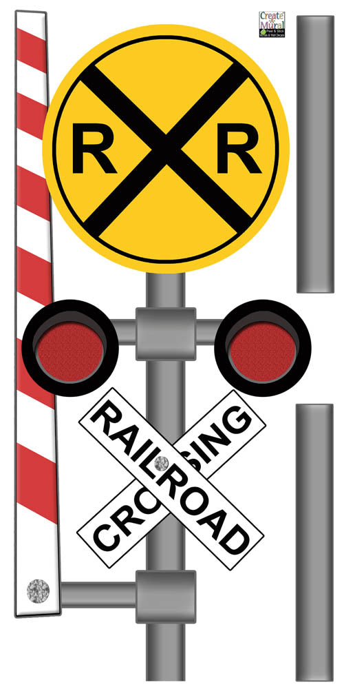 Rail Road Sign Wall Decal - Kids Room Mural Wall Decals