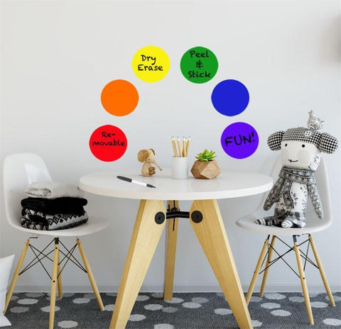 Rainbow Dot Dry Erase Wall Decals - Kids Room Mural Wall Decals