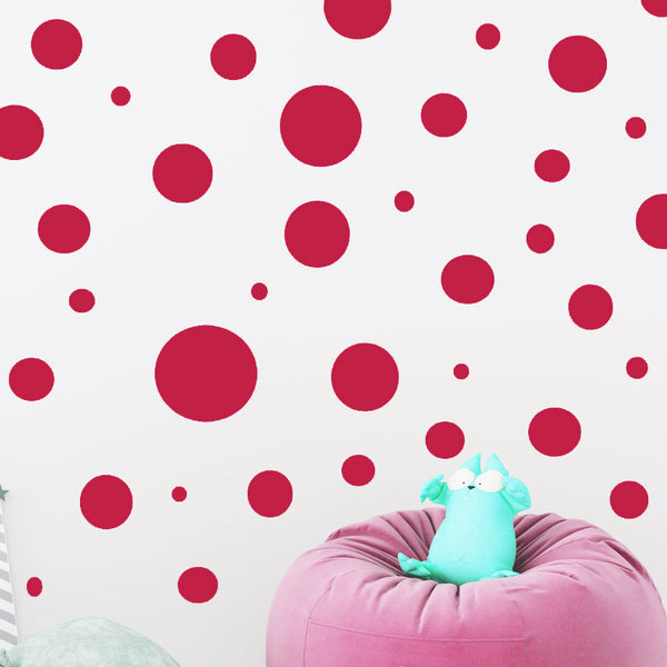 Polka Dot Wall Decals-  Red Wall Decor Sticker - Create-A-Mural