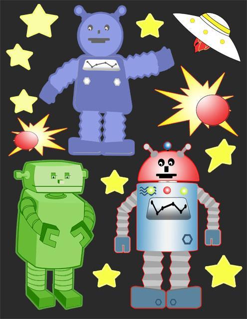Robot wall online stickers