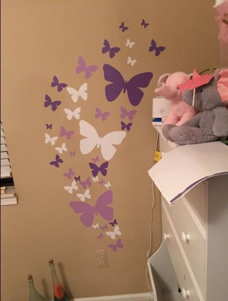 Butterfly Wall Stickers Purple Lilac & White -Girls Wall Decals - Create-A-Mural