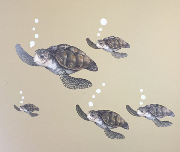 Sea Turtle Family Wall Decals - Kids Room Mural Wall Decals