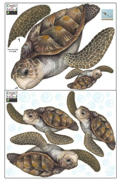 Sea Turtle Family Wall Decals - Kids Room Mural Wall Decals