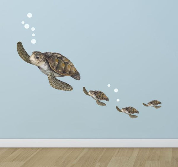 Sea Turtle Family Wall Decals - Kids Room Mural Wall Decals