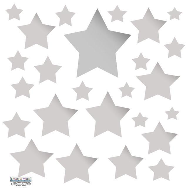 Silver Multi Star Wall Decals - Kids Room Mural Wall Decals