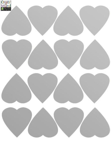 Silver Mini Heart Wall Decals - Kids Room Mural Wall Decals