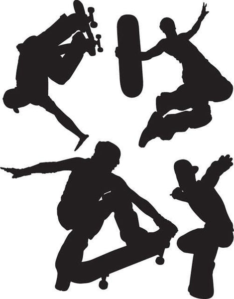 Skateboarders Mural - Kids Room Mural Wall Decals