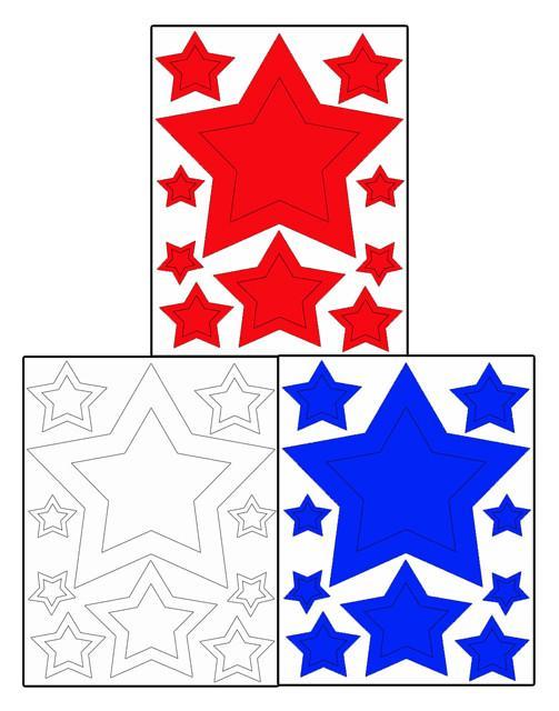 Red White & Blue Star Wall Stickers - Create-A-Mural