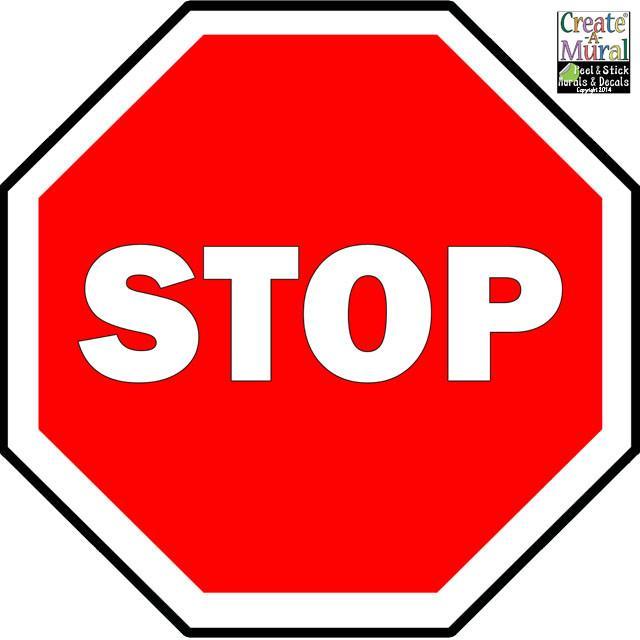 Stop Sign Wall Decal - Kids Room Mural Wall Decals