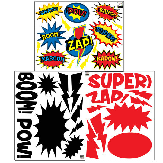 Superhero Comic Words Decor Wall Decals - Kids Room Mural Wall Decals