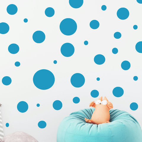 Polka Dot Wall Decals (63) Blue Wall Dot Stickers - Create-A-Mural