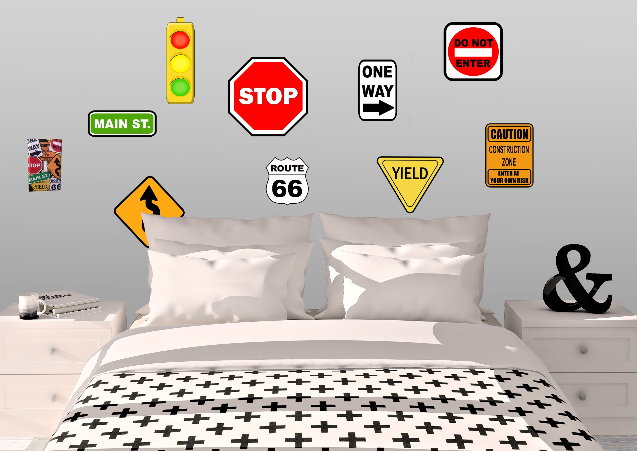 Traffic Road Sign Room Decor Kit
