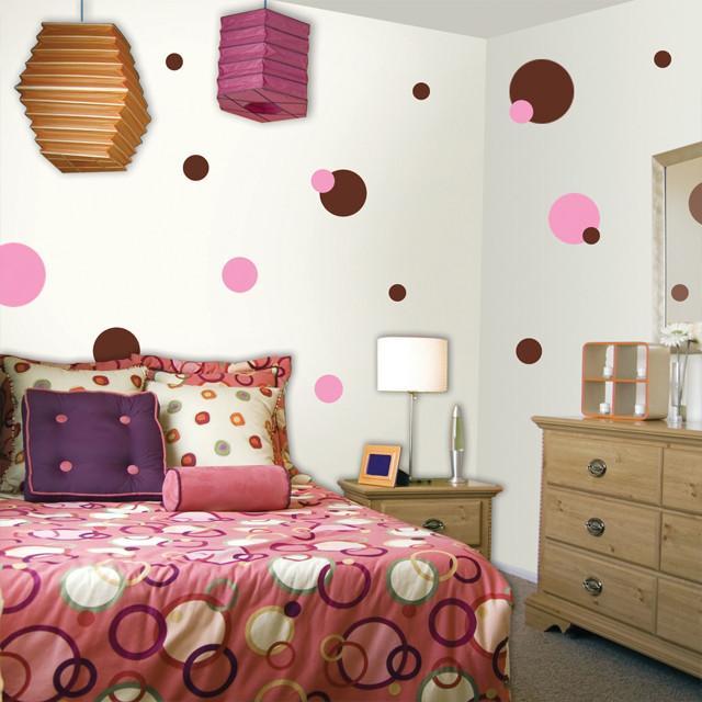 Polka Dot Wall Stickers- Pink & Brown Dot Decals - Create-A-Mural