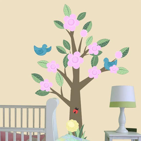 Nursery Tree with Blossoms Mural - Kids Room Mural Wall Decals