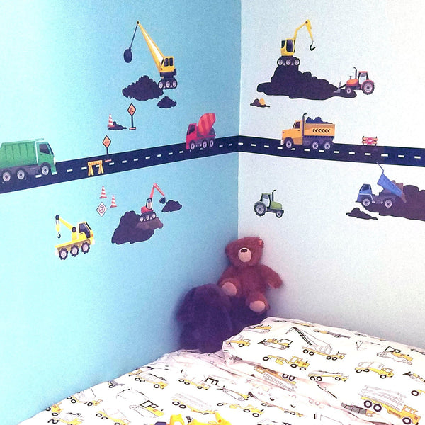Truck Wall Decals Construction Boys Wall Decor Stickers - Kids Room Mural Wall Decals