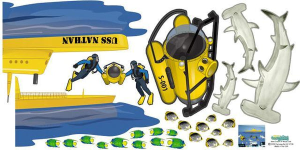 Submarine Mural - Kids Room Mural Wall Decals