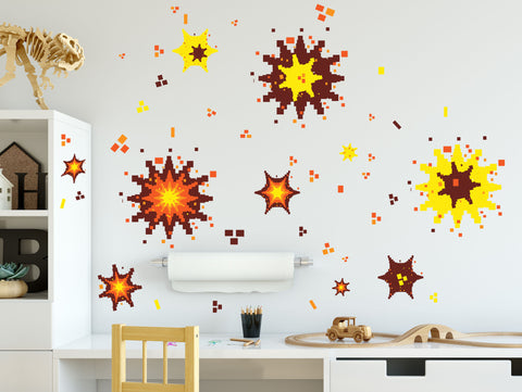 Video Game Explosion Wall Decals, Boys Room Decor, Vinyl Graphic Wall Art, Peel n Stick - Kids Room Mural Wall Decals