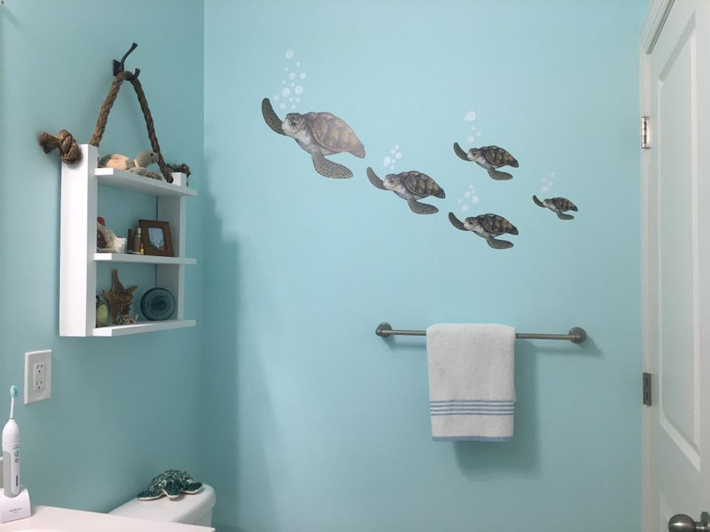 Sea Turtle Family Wall Decals - Kids Room Mural Wall Decals