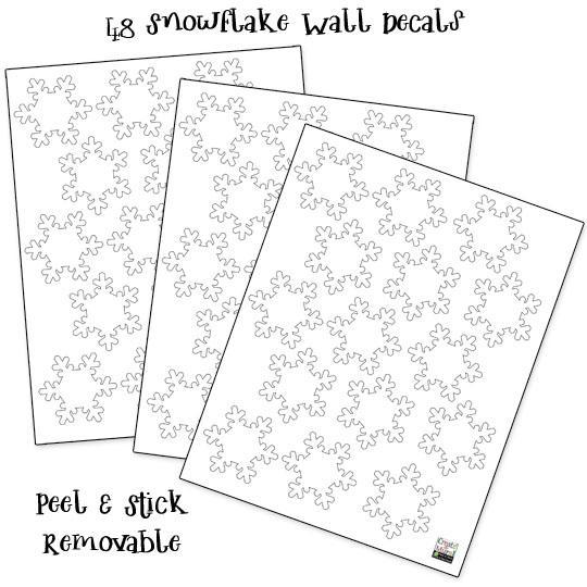 Snowflake Vinyl Wall Decals Christmas Decor (45 stickers) - Kids Room Mural Wall Decals