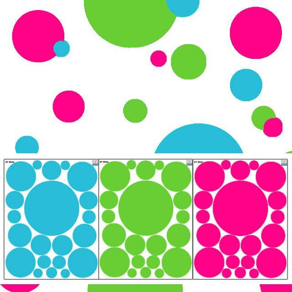 Wall Dot Decals -Tropical - Kids Room Mural Wall Decals