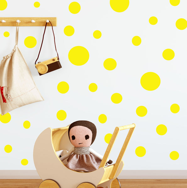 Polka Dot Wall Decals- Yellow Wall Dot Stickers - Create-A-Mural
