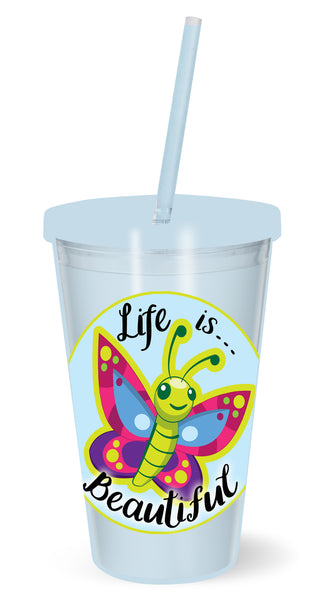 Life is Beautiful Water Bottle Sticker & Tumbler Decal, Laptop Car Truck Sticker Waterproof 4" - Kids Room Mural Wall Decals
