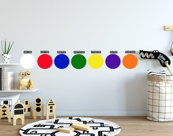 Dry Erase Days of The Week Dot Wall Decals - Kids Room Mural Wall Decals