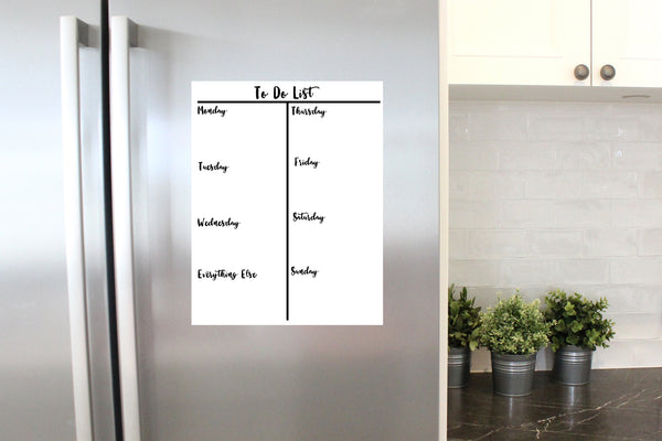 Weekly Calendar Dry  Erase Sheet