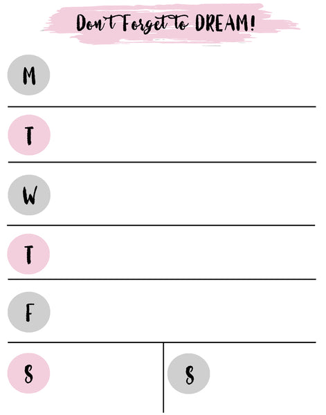 Weekly Calendar Dry  Erase Sheet